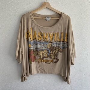 Arils Graphic Crop Top Shirt Large/XL Nashville Cowboy Casual Rodeo Country